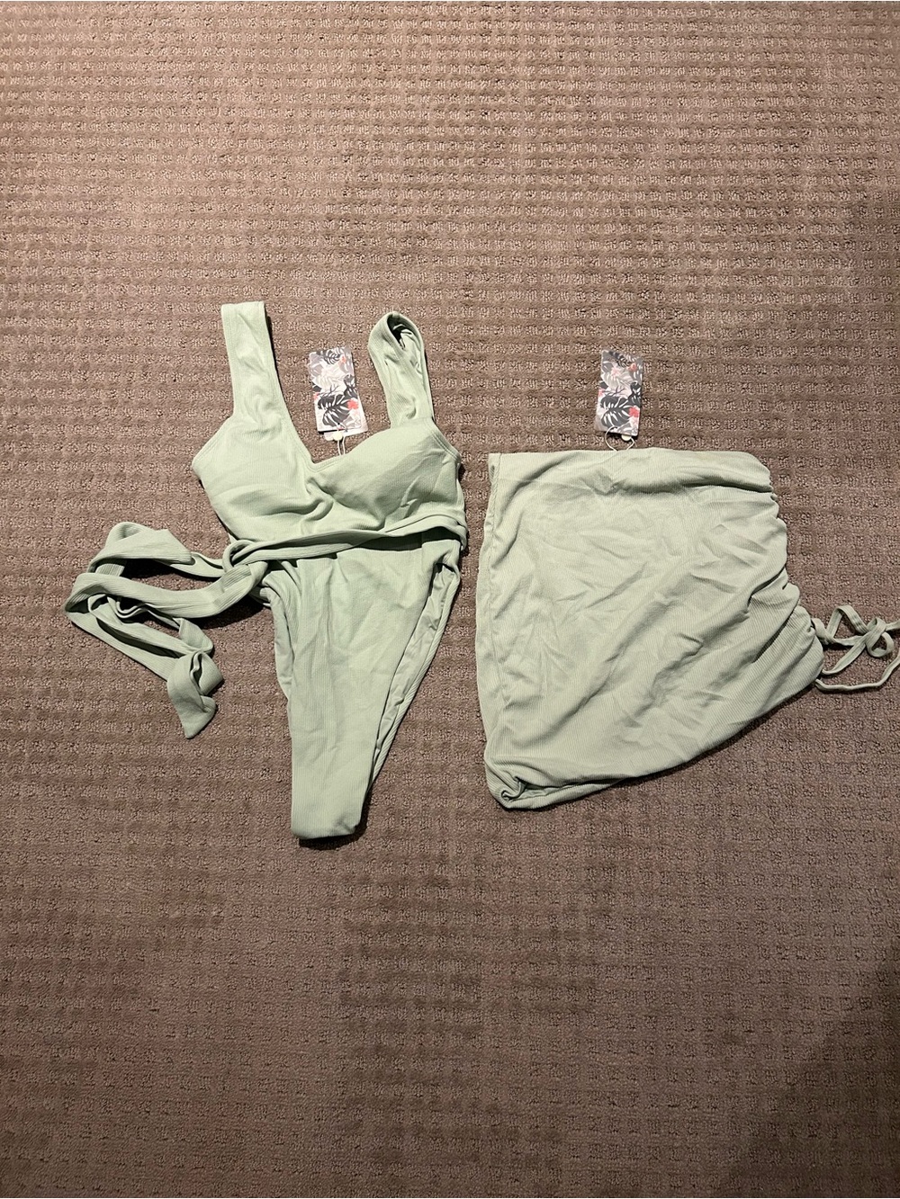 Toluca sage green one piece with Skirt